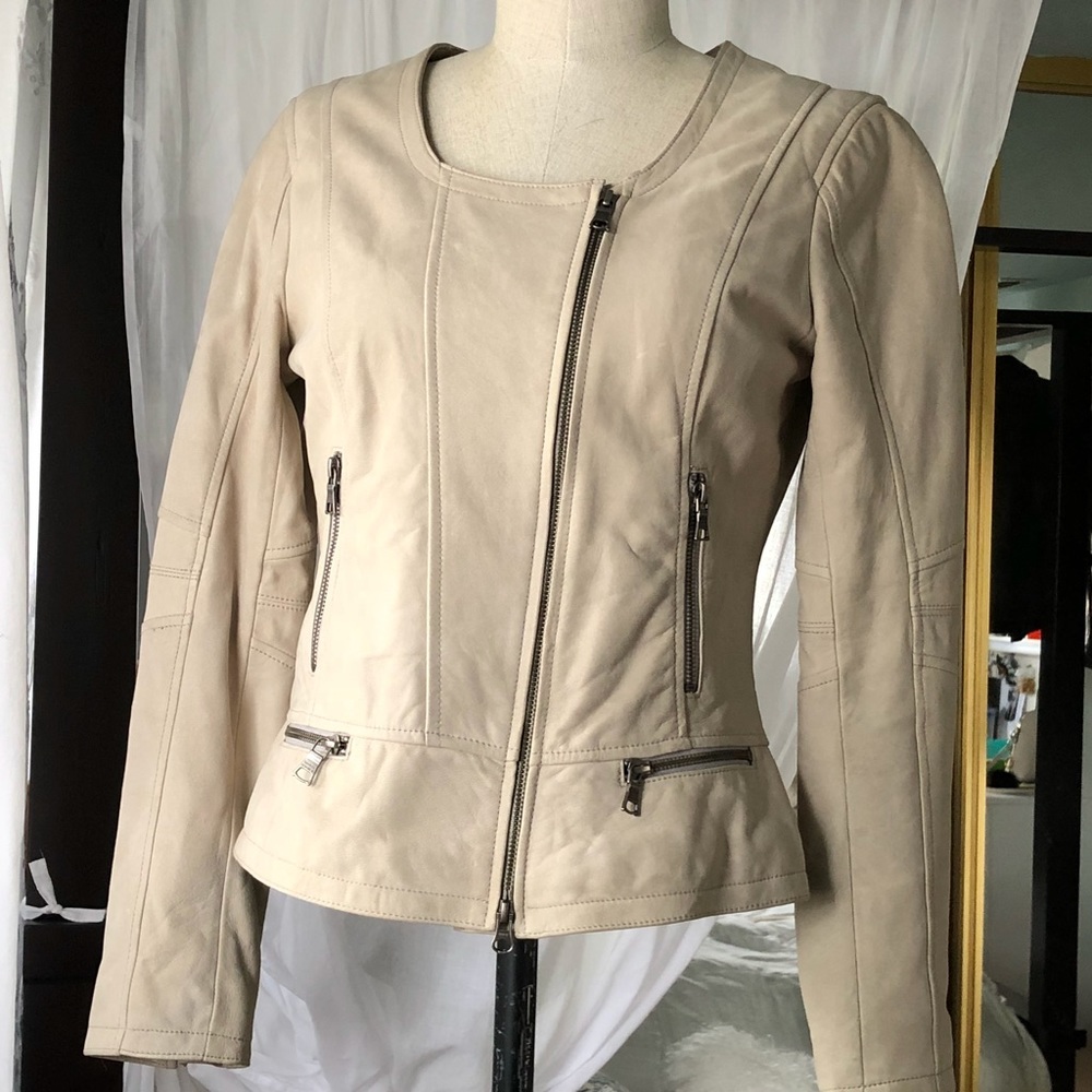 Genuine leather moto jacket